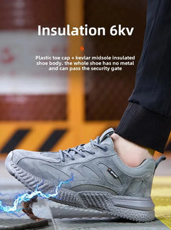 plastic toe cap safety shoes lightweight comfortable construction shoes for men protective work sneakers anti-slip work shoes