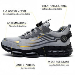 Indestructible Steel Toe Shoes for Men Women Construction Industrial Work Safety Sneakers Rotated Button Easy Wear