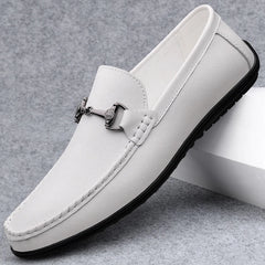 Elegantes Men Genuine Leather Loafers Non Slip Walking Shoes Breathable Outdoor Slip on Flats Casual Shoes Man Driving Moccasins