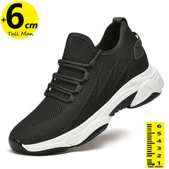 Chunky Lift Shoes Men Elevator Sneakers  Height Increase Insole 6cm  Mesh Summer Plus Size 36-46
