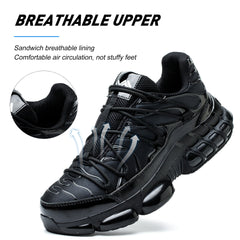 Air Cushion Safety Shoes Men Steel Toe Sneaker Puncture Proof Sport Work Shoes Man Safety Boots Black Male Work Boots Plus Size
