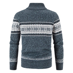 Winter Men's Fleece Cardigan Christmas Knit Sweater Coat Business Casual Jacket High Quality Male Wool Cashmere Clothing