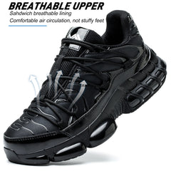 Air Cushion Safety Shoes Men Steel Toe Sneaker Puncture Proof Sport Work Shoes Man Safety Boots Black Male Work Boots Plus Size