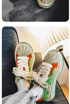 Sneakers Casual Mens Designer Dissolved Sole Board Shoes Fashion Leather Fabric Breathable Height Increased Platform Sport Shoes