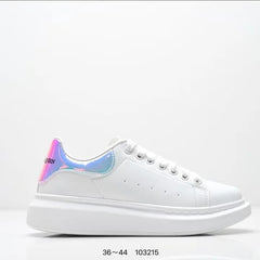 Fashionable Thick Bottomed Casual Shoes Leather Heightening Couple Sneakers Comfortable Breathable Low Top Sports Shoes