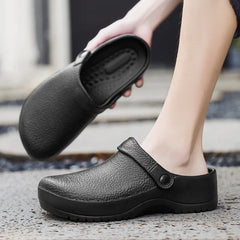 Litfun Summer Clogs Slippers For Men New Waterproof Oil-proof Kitchen Chef Shoes Outdoor Antiskid Garden Shoes EVA Beach Sandals