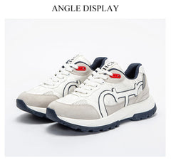 CHCH Women's Tennis Shoes 2024 Spring New Bull Leather+Fabric Spliced Casual Sports Shoes