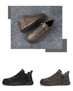 Classic Men Leather Casual Shoes Spring New High Top Platform Shoes Loafers Luxury British Business Style Walking Shoe Masculino