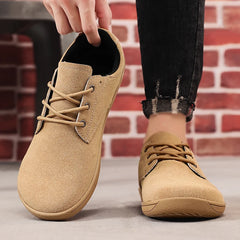 Barefoot Men's Sneakers With Wide Toe Size 48 Minimalist Cow Suede Leather Upper Casual Man Shoes Comfortable Walking Shoes