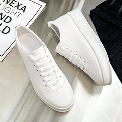 Fashion Thick Sole Black White Soft Men Leather Shoes Platform Men Casual Board Shoes Walking Sport Shoes Lightweight Work Shoes