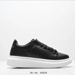 Fashionable Thick Bottomed Casual Shoes Leather Heightening Couple Sneakers Comfortable Breathable Low Top Sports Shoes