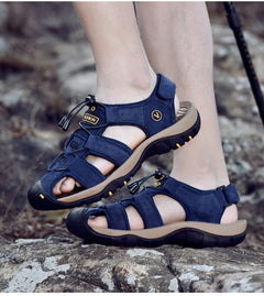 Men Summer Beach Sandals Outdoor Non-slip Wading Shoes Fisherman Leather Breathable Hiking Non-slip Sandals Sandalia Masculina