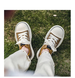 Brand Low Top Men's Canvas Sneakers Black Harajuku Big Head Platform Canvas Shoes Men Breathable Sport Casual Board Shoes Men