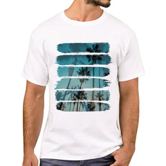 TEEHUB Mountain Sunset Brushstrokes Men T-Shirt African Safari Sunset T Shirts Short Sleeve Tshirts Geometric Harajuku Tee