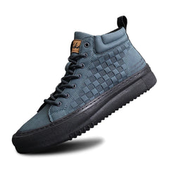 New Fashionable Versatile Men's Shoes, Casual Sports Shoes with Soft Soles and Soft Uppers, Mid-Top Retro Work Shoes, Wear-Resistant Trendy Shoes, British Style Lace-Up Shoes
