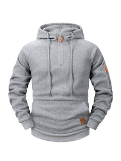2025 Autumn/Winter Men's Hoodie Fashion Casual Sports Hoodie Retro Harajuku Long Sleeve Zipper Multi Pocket Loose Street Wear