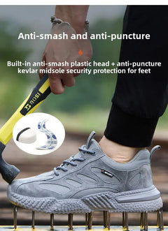 plastic toe cap safety shoes lightweight comfortable construction shoes for men protective work sneakers anti-slip work shoes