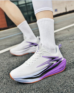 Men Women Carbon Plate Running Shoes Soft Cushion Shock Absorbing Sports Shoes Unisex Sneakers Light Anti-Slip Training Shoes
