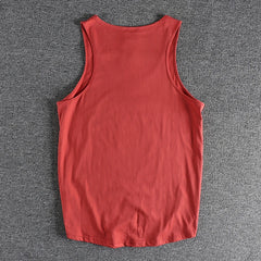 Summer New American Sleeveless O-neck Solid Color T-shirt Men's Fashion 100% Cotton Washed Casual Sports Fitness Basketball Vest