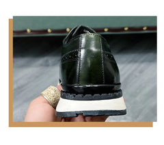 Spring Casual Shoes Men's Genuine Leather Anti-skid Sports Shoes Outdoor Walking Shoes Classic Pointed Breathable Leather Shoes