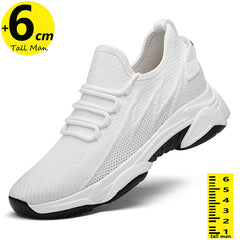 Chunky Lift Shoes Men Elevator Sneakers  Height Increase Insole 6cm  Mesh Summer Plus Size 36-46