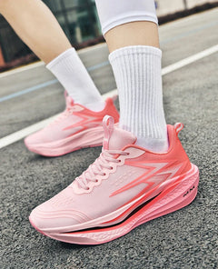 Men Women Carbon Plate Running Shoes Soft Cushion Shock Absorbing Sports Shoes Unisex Sneakers Light Anti-Slip Training Shoes