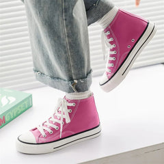 Retro High Top Canvas Shoes Classic Breathable Unisex Spring Autumn Fashionable Couple Style Cotton Lined Flat Bottom Sneakers