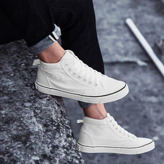 High Top Canvas Shoes Men Shoes Fashion Classics Casual Shoes Solid Color Lace Up Running Shoe High Quality Flat Male Sneakers