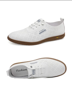 2025 Shoes for Men Leather Casual Shoes Summer New Microporous Slip-on Loafers Fashion Round Toe Sandals Driving Shoes