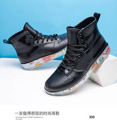 Men Rain Boots Fashion Trendy Nude Boots Anti-skid Work Chef Shoes Durable Waterproof Rubber Fishing Shoes Male Sneakers 2023New