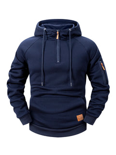 2025 Autumn/Winter Men's Hoodie Fashion Casual Sports Hoodie Retro Harajuku Long Sleeve Zipper Multi Pocket Loose Street Wear