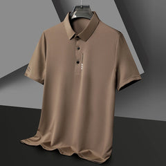 Men's Short Sleeve Solid Color Polo Shirt Breathable Comfortable Elastic Top New Arrivals Casual Business Style