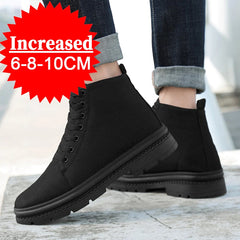 Men Boots Elevator Shoes Hidden Heels Canvas Heightening Shoes For Man Hidden Heels Increase Insole 10CM 8CM Sports Height Shoes