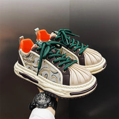 Sneakers Casual Mens Designer Dissolved Sole Board Shoes Fashion Leather Fabric Breathable Height Increased Platform Sport Shoes