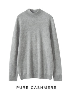 New Men's 100% Merino Wool Mock Neck Pullover Soft Warm Jumpers Quality Cashmere Sweater Casual Smart Knitwear Basic Tops Clothi