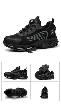 ZLMY Rotating Button Safety Shoes Men Steel Toe Sneakers Air Cushion Work Shoes Man Puncture Proof Work Safety Boots Protective
