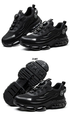 ZLMY Rotating Button Safety Shoes Men Steel Toe Sneakers Air Cushion Work Shoes Man Puncture Proof Work Safety Boots Protective