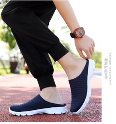 Men Slippers Summer Mesh Breathable Home Indoor Slippers Men Thick Bottom Slides Fashion Couple Walking Shoes Chanclas Hombre