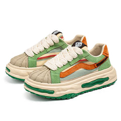 Sneakers Casual Mens Designer Dissolved Sole Board Shoes Fashion Leather Fabric Breathable Height Increased Platform Sport Shoes