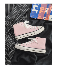 Retro High Top Canvas Shoes Classic Breathable Unisex Spring Autumn Fashionable Couple Style Cotton Lined Flat Bottom Sneakers