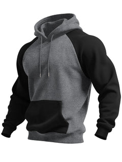 New Autumn Ainter Outdoor Sports Style Raglan Contrast Color Hooded Sweatshirt Fashionable Trendy Versatile Men's Tops