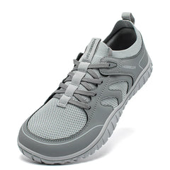 HOBIBEAR Wide Toe Running Sneakers Unisex Minimalist Mesh Breathable Shoes Artificial Leather Lace Up Walking Sneakers