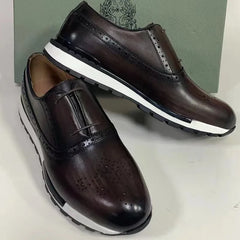 Spring Casual Shoes Men's Genuine Leather Anti-skid Sports Shoes Outdoor Walking Shoes Classic Pointed Breathable Leather Shoes
