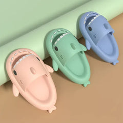 Big Size 36-47 Shark Slippers Men Flip Flops Soft EVA Flats Women Summer Beach Sandals Couple Platform Anti-Slip Bathroom Slides