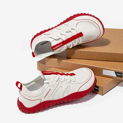 HOBIBEAR Wide Toe Running Sneakers Unisex Minimalist Mesh Breathable Shoes Artificial Leather Lace Up Walking Sneakers