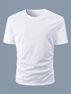 Men's 100% cotton casual sports loose oversized Focus print round neck short sleeved T-shirt top