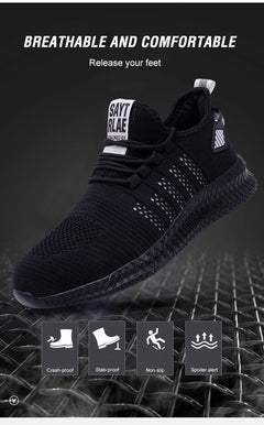 Work Safety Shoes Men's Safety Boots Anti-smash Work Shoes with Steel Toe Shoes Men Work Boots Anti-stab Safety Sneakers Male