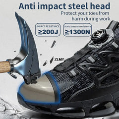 ZLMY Rotating Button Safety Shoes Men Steel Toe Sneakers Air Cushion Work Shoes Man Puncture Proof Work Safety Boots Protective