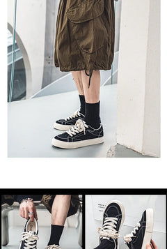 Men Skateboarding Shoes Canvas Thick Bottom Platform Shoes Comfortable Breathable Vulcanized Shoes Casual Sneakers Student Shoe