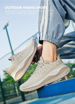 Men's breathable mesh thick-sole running shoes four season soft-sole non-slip outdoor casual sports shoes fashion light sneakers